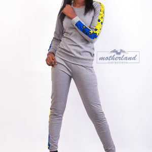 Ash Coloured Tracksuit with Ankara