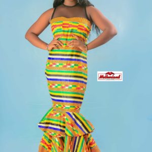 Kente Long Gown with Layered Bottom Flares