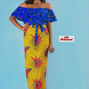 African Print Long Offshoulder Gown