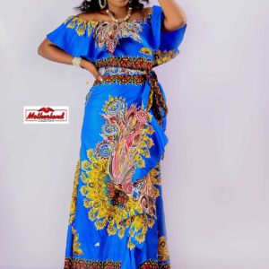 African Print Off Shoulder Maxi Dress