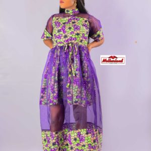 Ankara Turtle neck Dress with Net