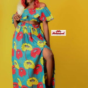 Ankara Maxi Skirt with Crop Off-shoulder Top