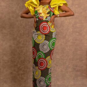 Ankara dress with unique style for modern classy lady. Well tailored and made with quality Ankara fabric.