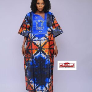 Tie Dye Adire Maxi Dress / African Casual Party Dress / Maternity Ankara Kaftan / African Fabric Church Bubu / Couples African Asoebi